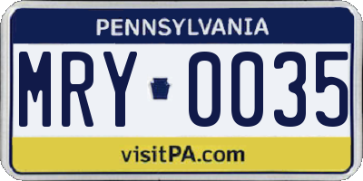 PA license plate MRY0035