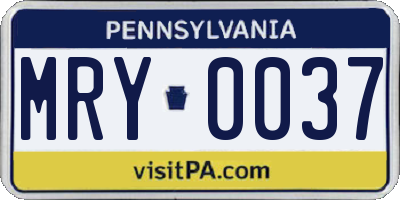 PA license plate MRY0037