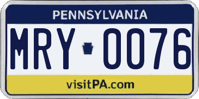 PA license plate MRY0076