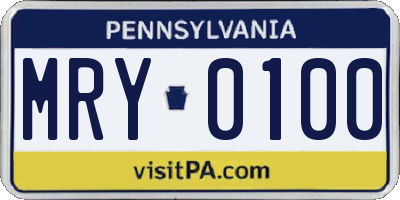PA license plate MRY0100