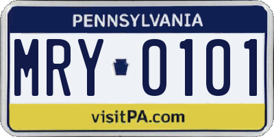 PA license plate MRY0101