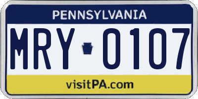PA license plate MRY0107
