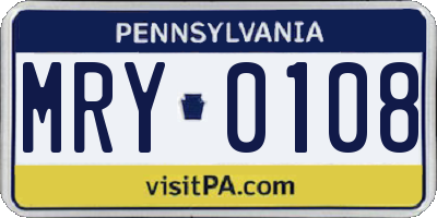 PA license plate MRY0108
