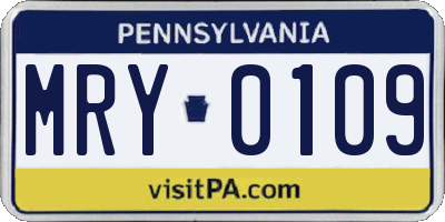 PA license plate MRY0109