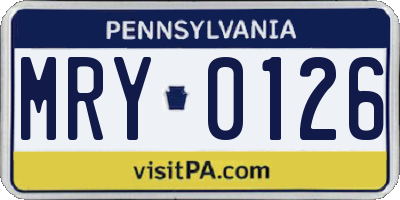 PA license plate MRY0126