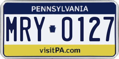 PA license plate MRY0127