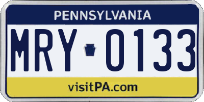 PA license plate MRY0133