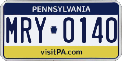 PA license plate MRY0140