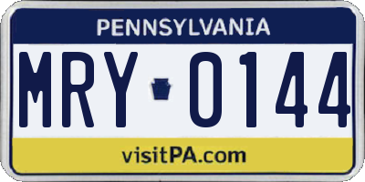 PA license plate MRY0144