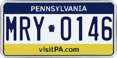 PA license plate MRY0146