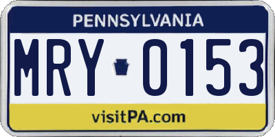 PA license plate MRY0153