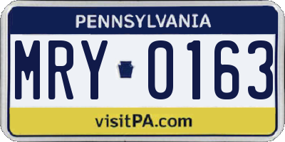 PA license plate MRY0163