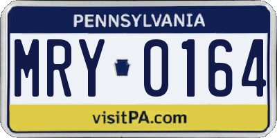 PA license plate MRY0164