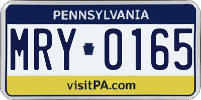 PA license plate MRY0165