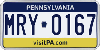 PA license plate MRY0167