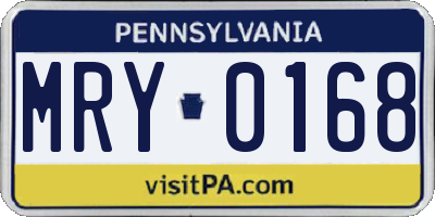 PA license plate MRY0168