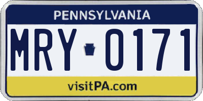 PA license plate MRY0171