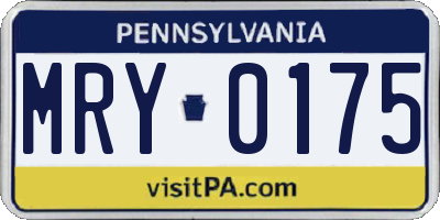 PA license plate MRY0175
