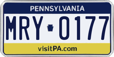 PA license plate MRY0177