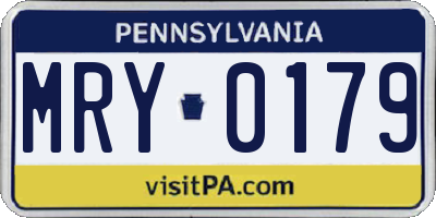 PA license plate MRY0179