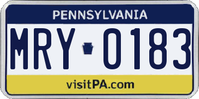PA license plate MRY0183