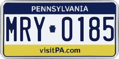 PA license plate MRY0185