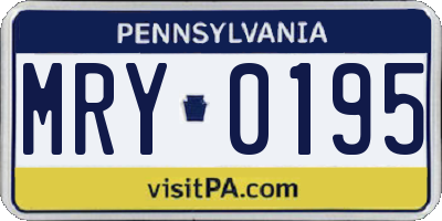 PA license plate MRY0195
