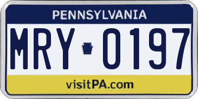 PA license plate MRY0197