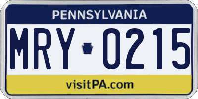 PA license plate MRY0215