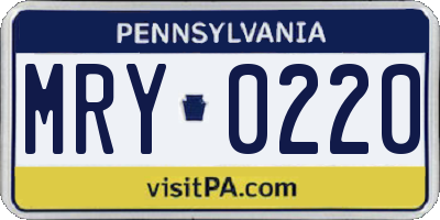 PA license plate MRY0220