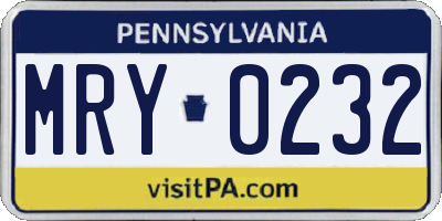 PA license plate MRY0232