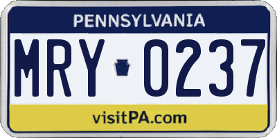 PA license plate MRY0237
