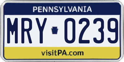 PA license plate MRY0239