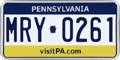 PA license plate MRY0261