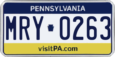 PA license plate MRY0263