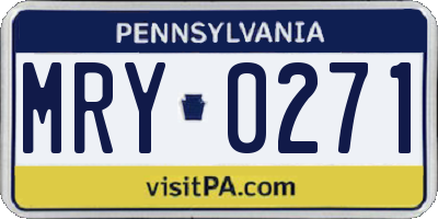 PA license plate MRY0271
