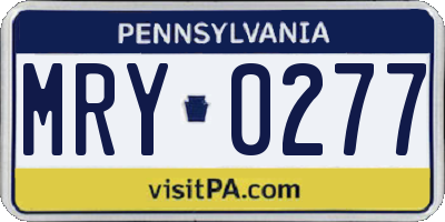 PA license plate MRY0277