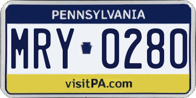 PA license plate MRY0280