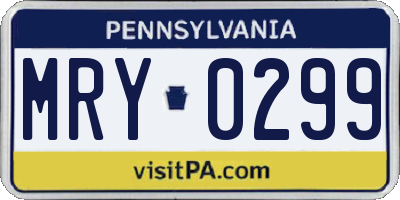 PA license plate MRY0299