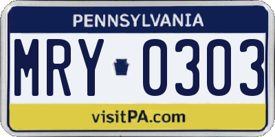 PA license plate MRY0303