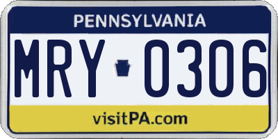 PA license plate MRY0306