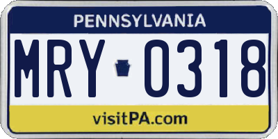 PA license plate MRY0318