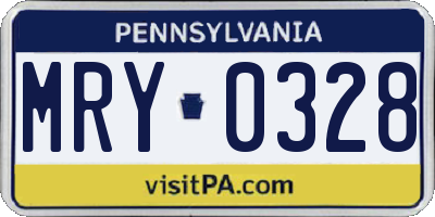 PA license plate MRY0328