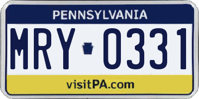 PA license plate MRY0331