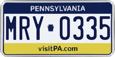 PA license plate MRY0335