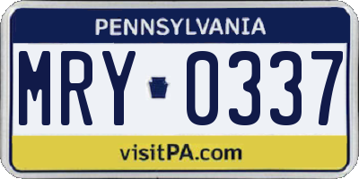 PA license plate MRY0337