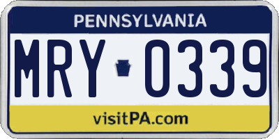 PA license plate MRY0339