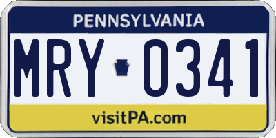 PA license plate MRY0341