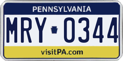 PA license plate MRY0344