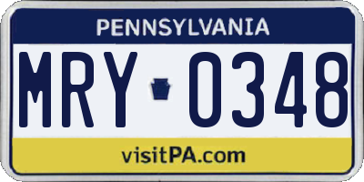 PA license plate MRY0348